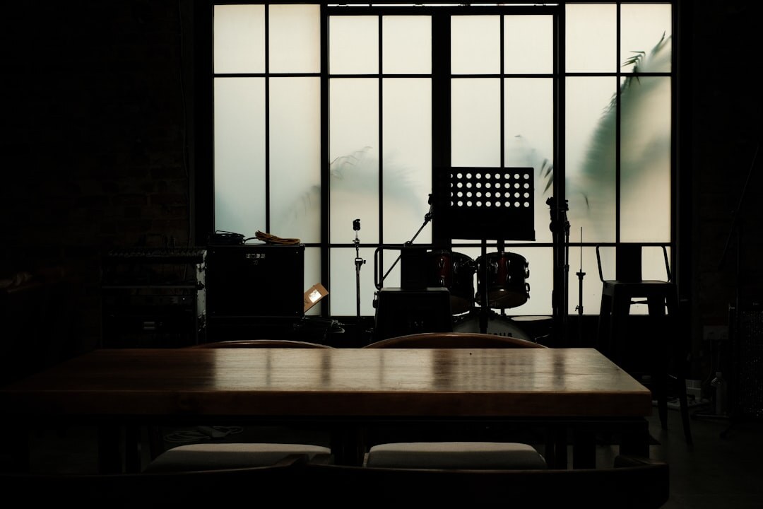 Empty professional recording studio with equipment